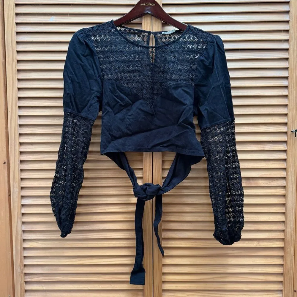 Free People Black Lace Blouse size medium